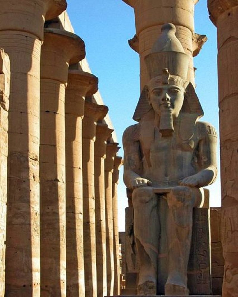 Columns inside Karnak Temple complex in Luxor Egypt
